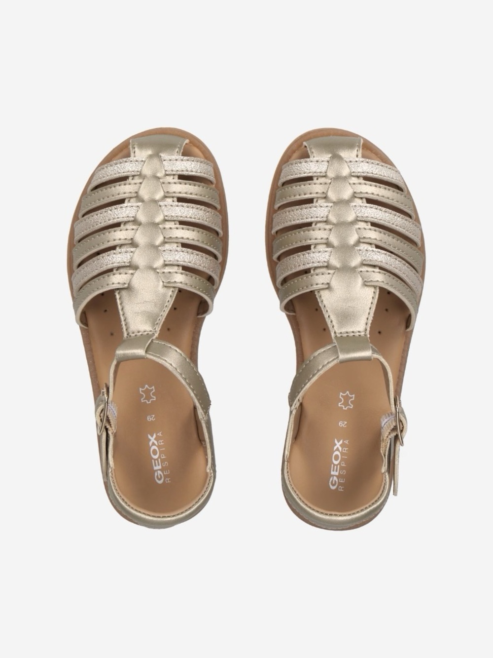 Geox Karly Girls platinum Gold Fisherman Closed Toe Sandals